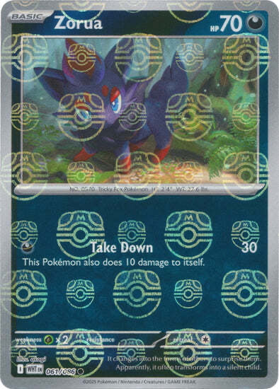 White Flare Zorua #61/86 Masterball Holo